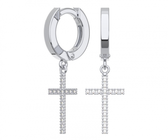 Серьги из серебра с камнем Фианит фото, цены