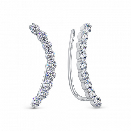 Серьги из серебра с камнем Фианит фото, цены