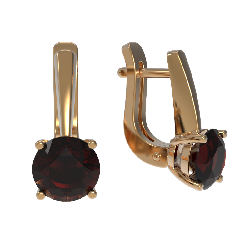 Серьги из золота с камнем Гранат фото, цены