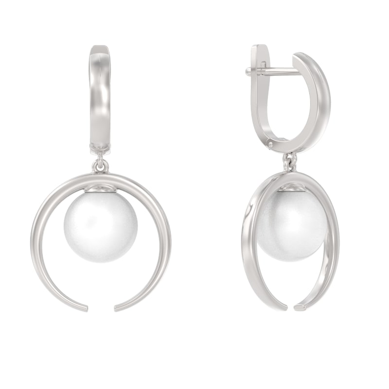 Серьги из серебра с камнем Жемчуг фото, цены