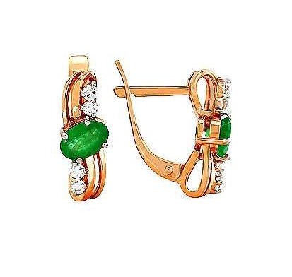 Серьги из золота с камнем Бриллиант, Изумруд фото, цены