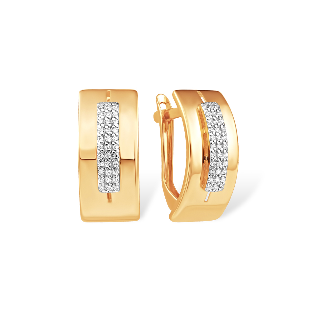 Серьги из золота с камнем Фианит фото, цены