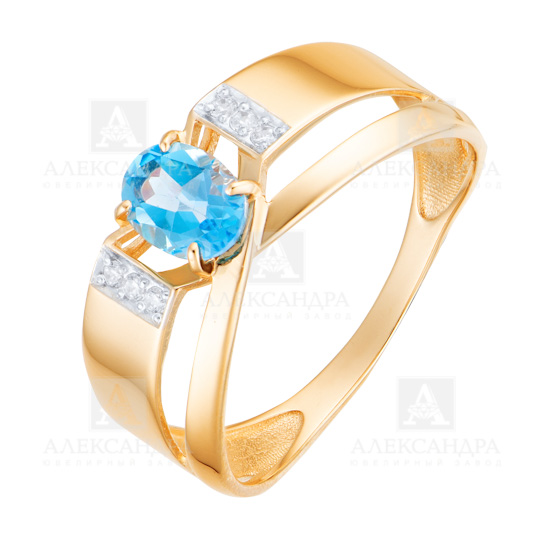 Кольцо из золота с камнем Фианит, Параиба синт. фото, цены