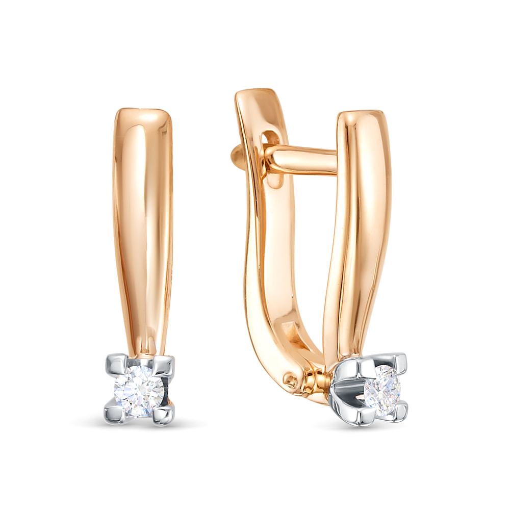 Серьги из золота с камнем Бриллиант фото, цены