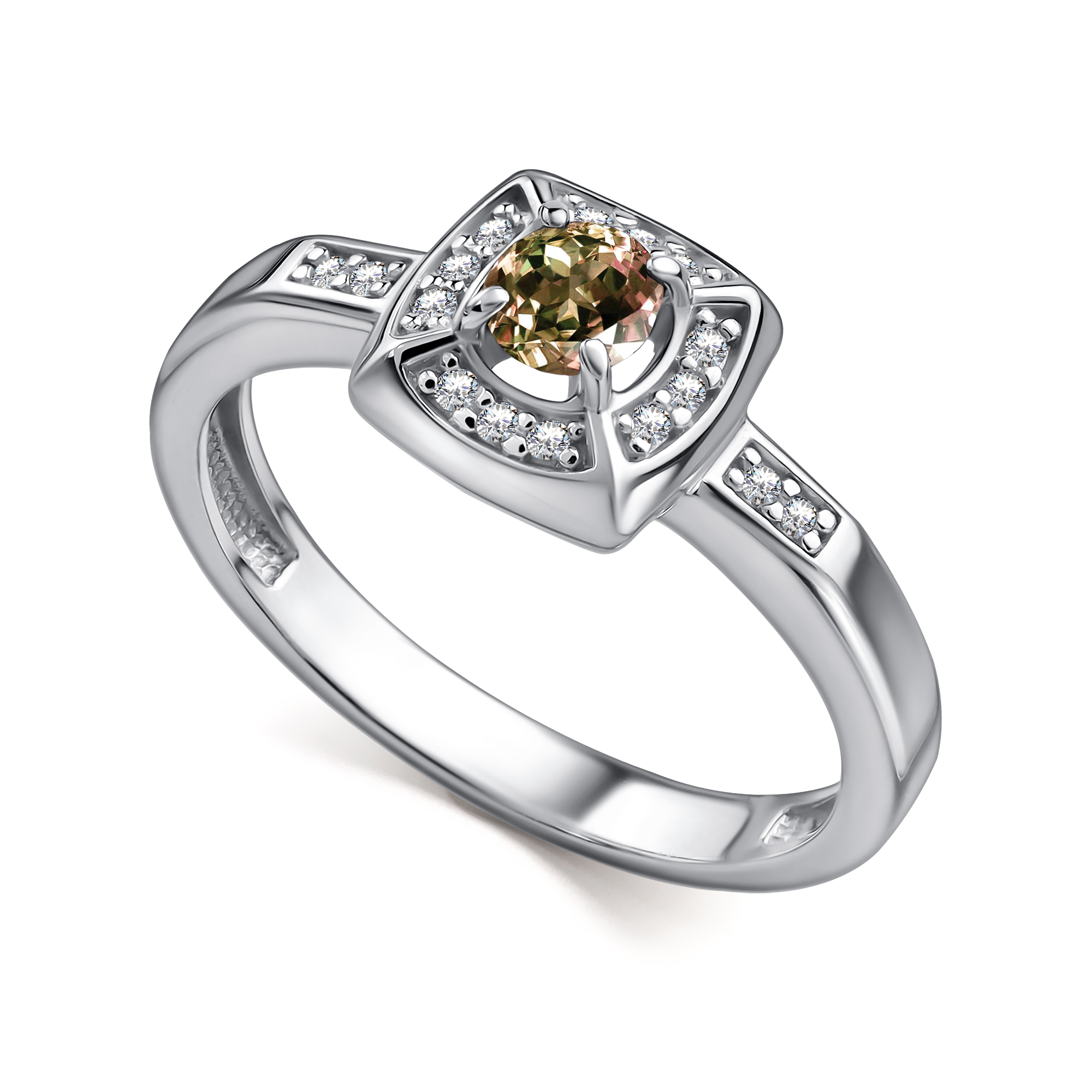 Кольцо из серебра с камнем Фианит, Султанит и.в. фото, цены