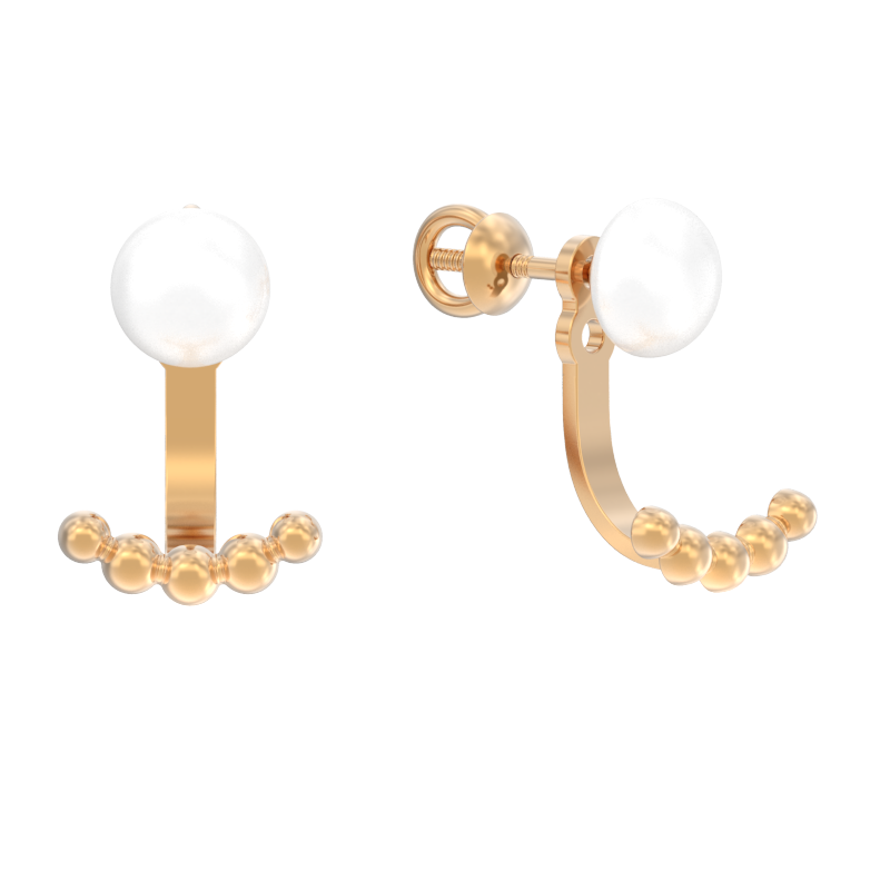 Пуссеты из золота с камнем Жемчуг фото, цены