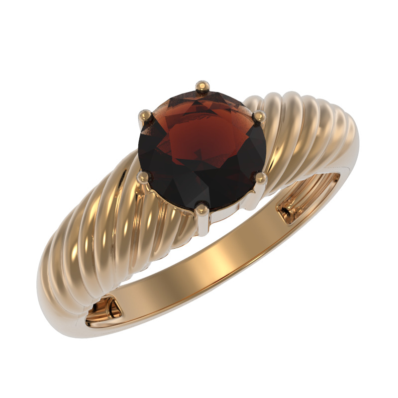 Кольцо из золота с камнем Гранат фото, цены