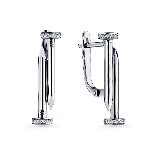 Серьги из серебра с камнем Фианит фото, цены