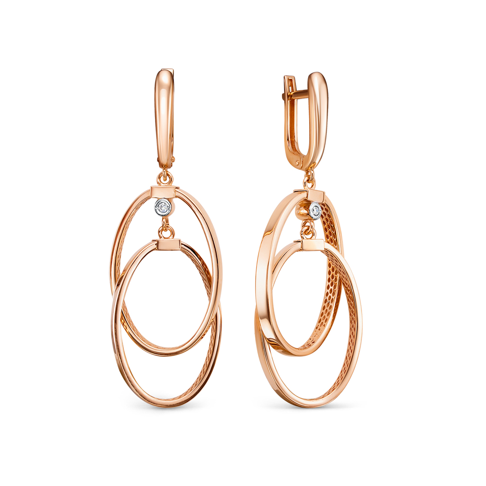 Серьги из золота с камнем Фианит фото, цены