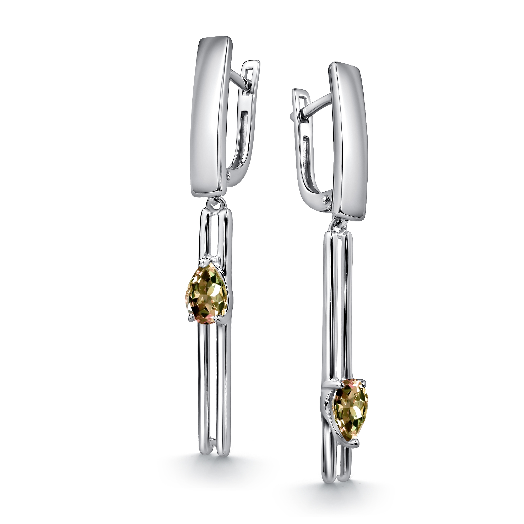 Серьги из серебра с камнем Султанит и.в. фото, цены