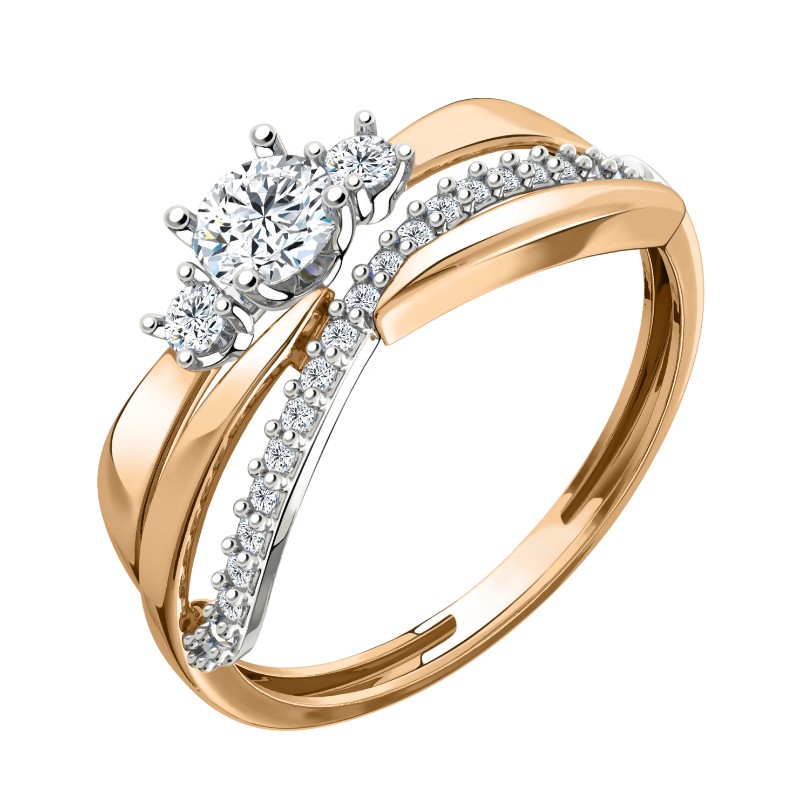 Кольцо из золота с камнем Фианит фото, цены