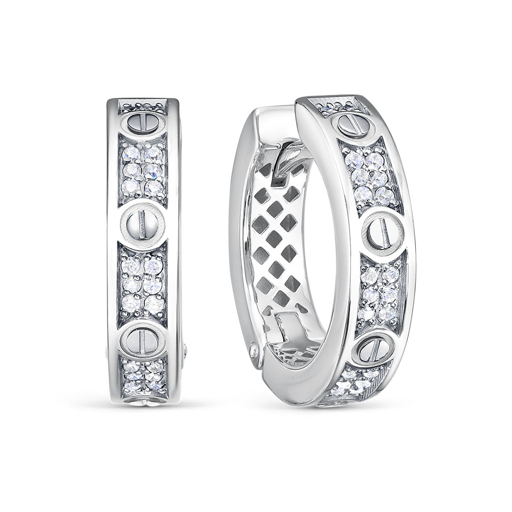 Серьги из серебра с камнем Фианит фото, цены