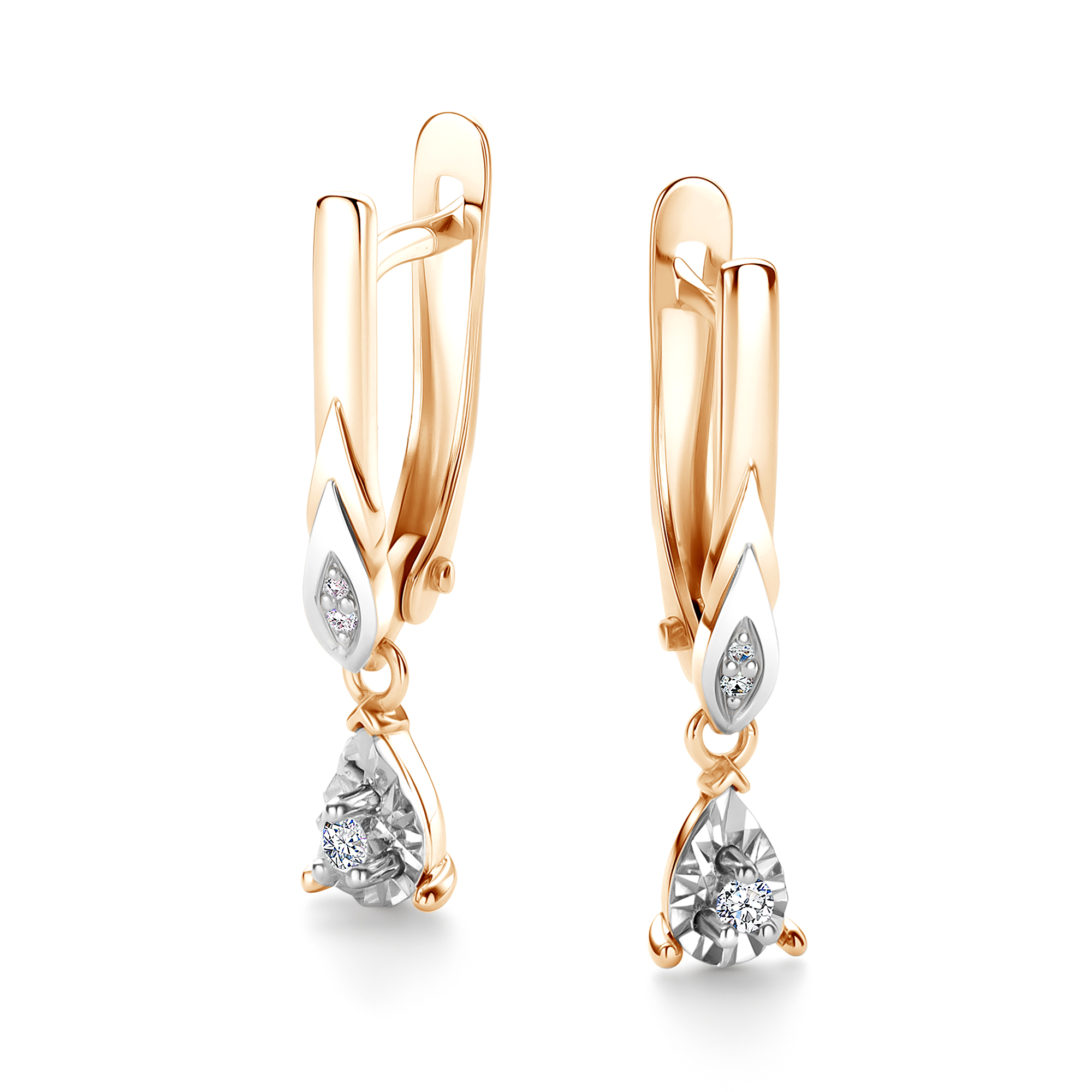 Серьги из золота с камнем Бриллиант фото, цены