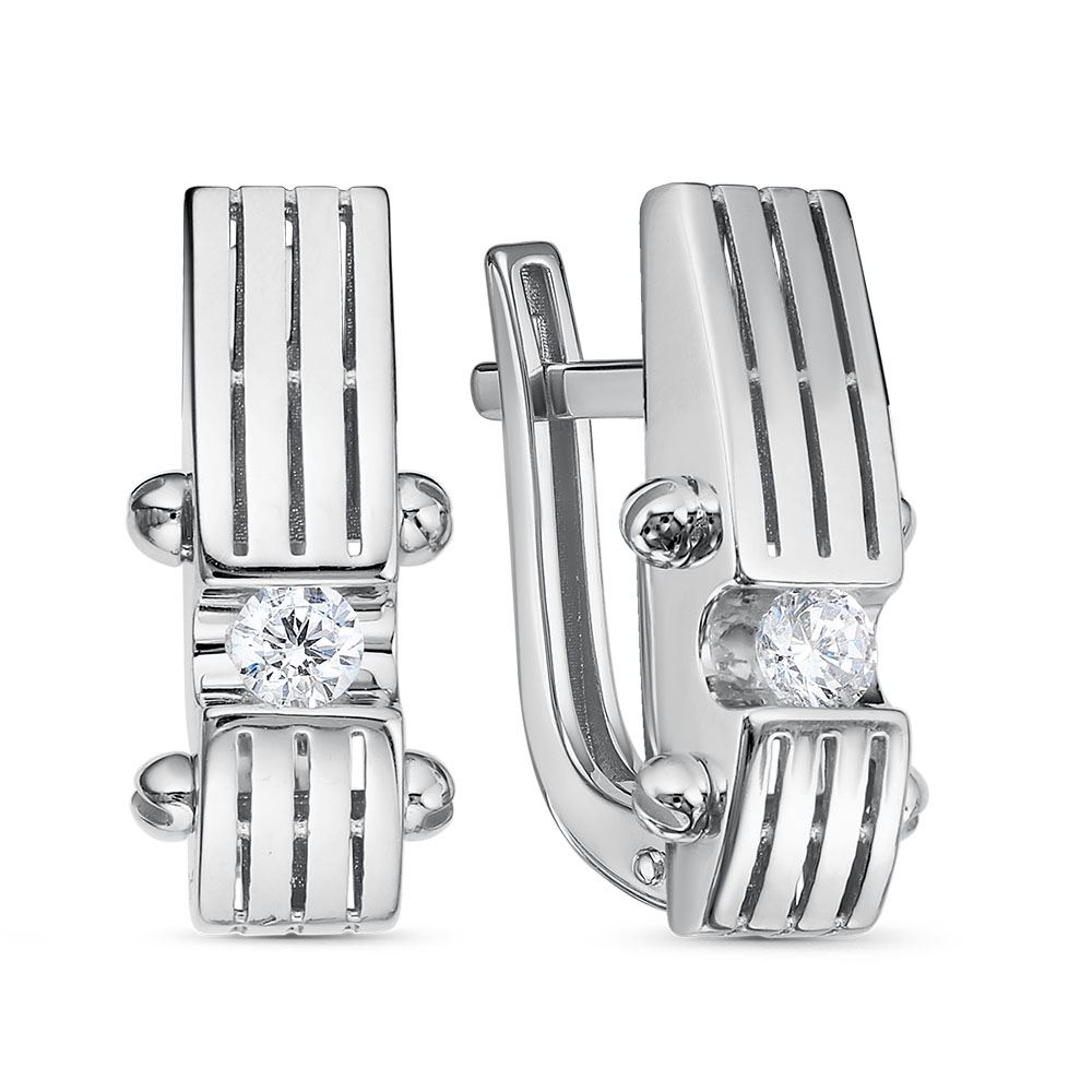 Серьги из серебра с камнем Фианит фото, цены