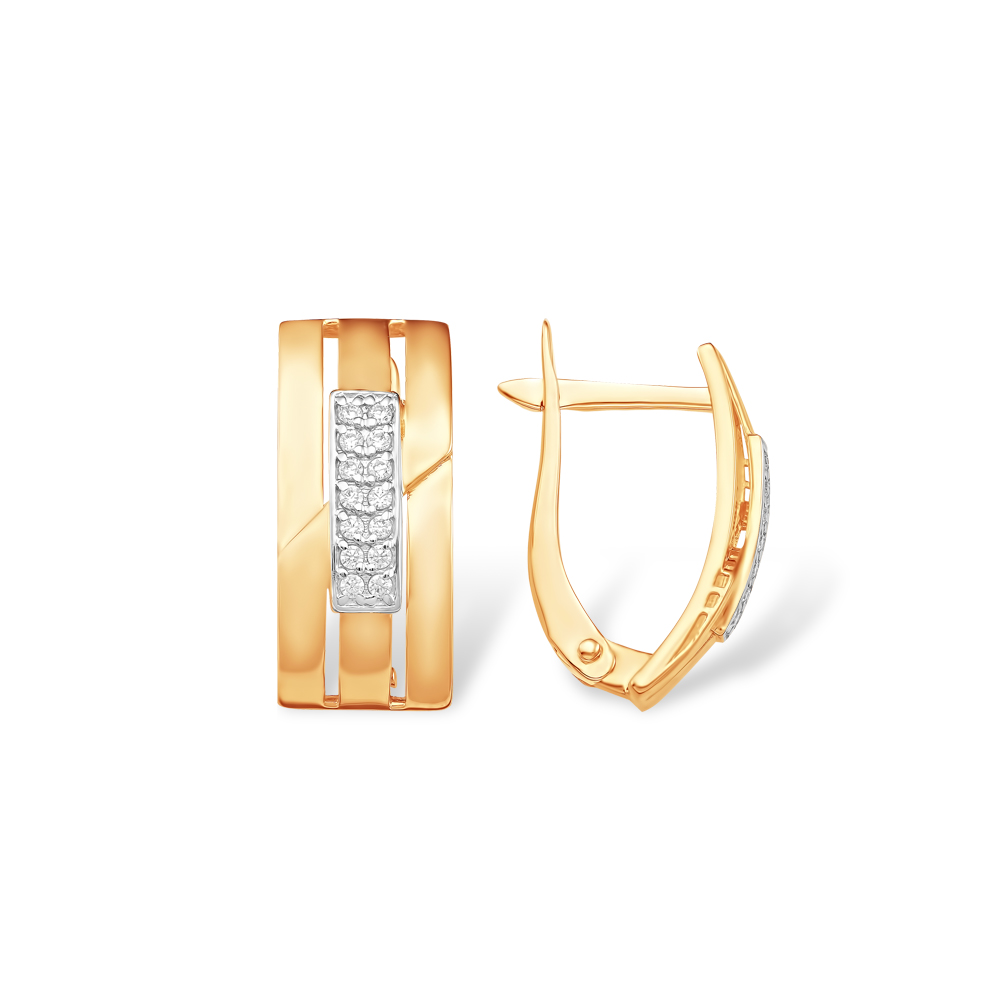 Серьги из золота с камнем Фианит фото, цены