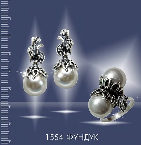 Кольцо из серебра с камнем Жемчуг фото, цены