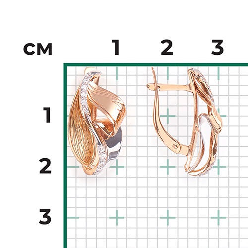 Серьги из золота с камнем Фианит фото, цены