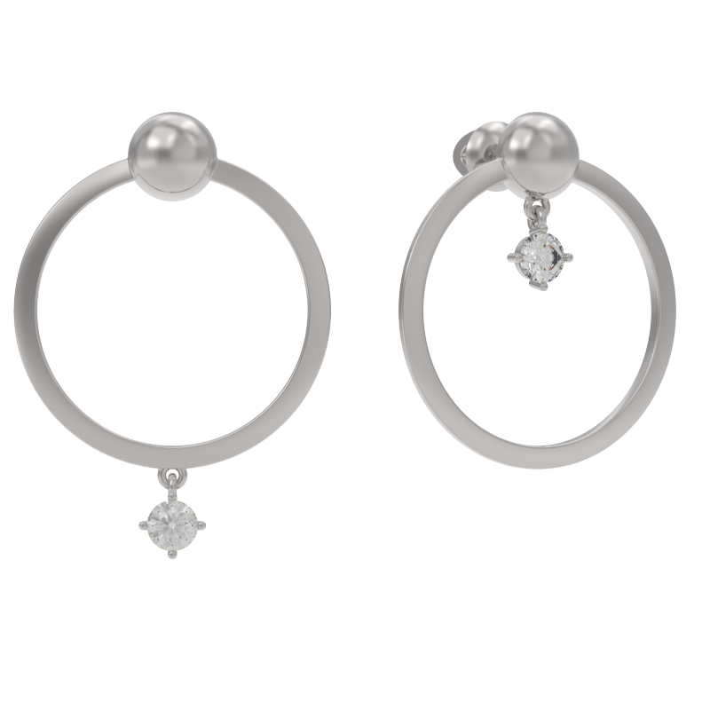 Пуссеты из серебра с камнем Фианит фото, цены