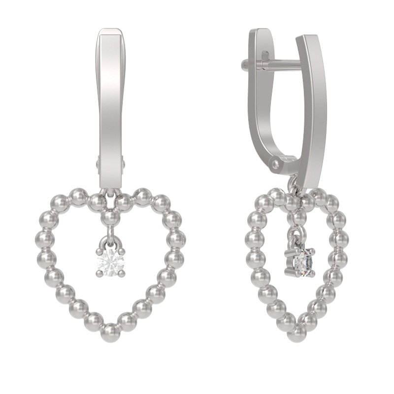 Серьги из серебра с камнем Фианит фото, цены