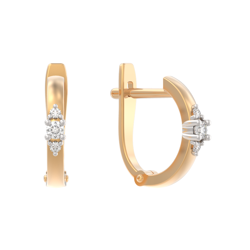 Серьги из золота с камнем Бриллиант фото, цены