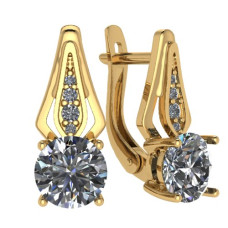 Серьги из золота с камнем Фианит фото, цены