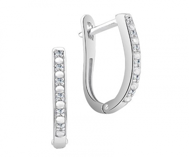 Серьги из серебра с камнем Фианит фото, цены