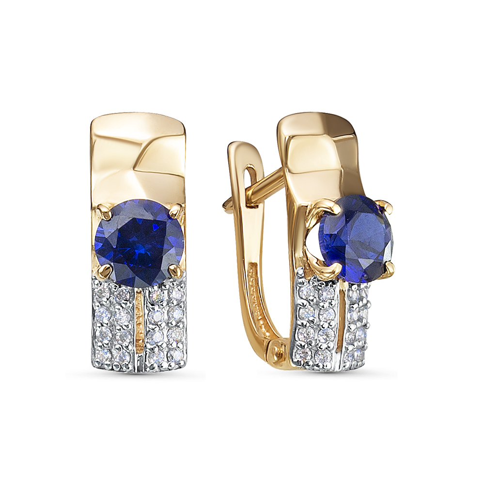 Серьги из золота с камнем Кварц син. фото, цены