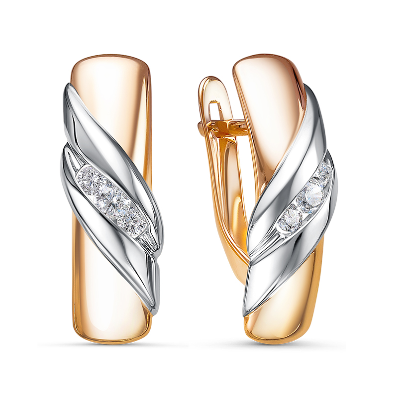 Серьги из золота с камнем Фианит фото, цены