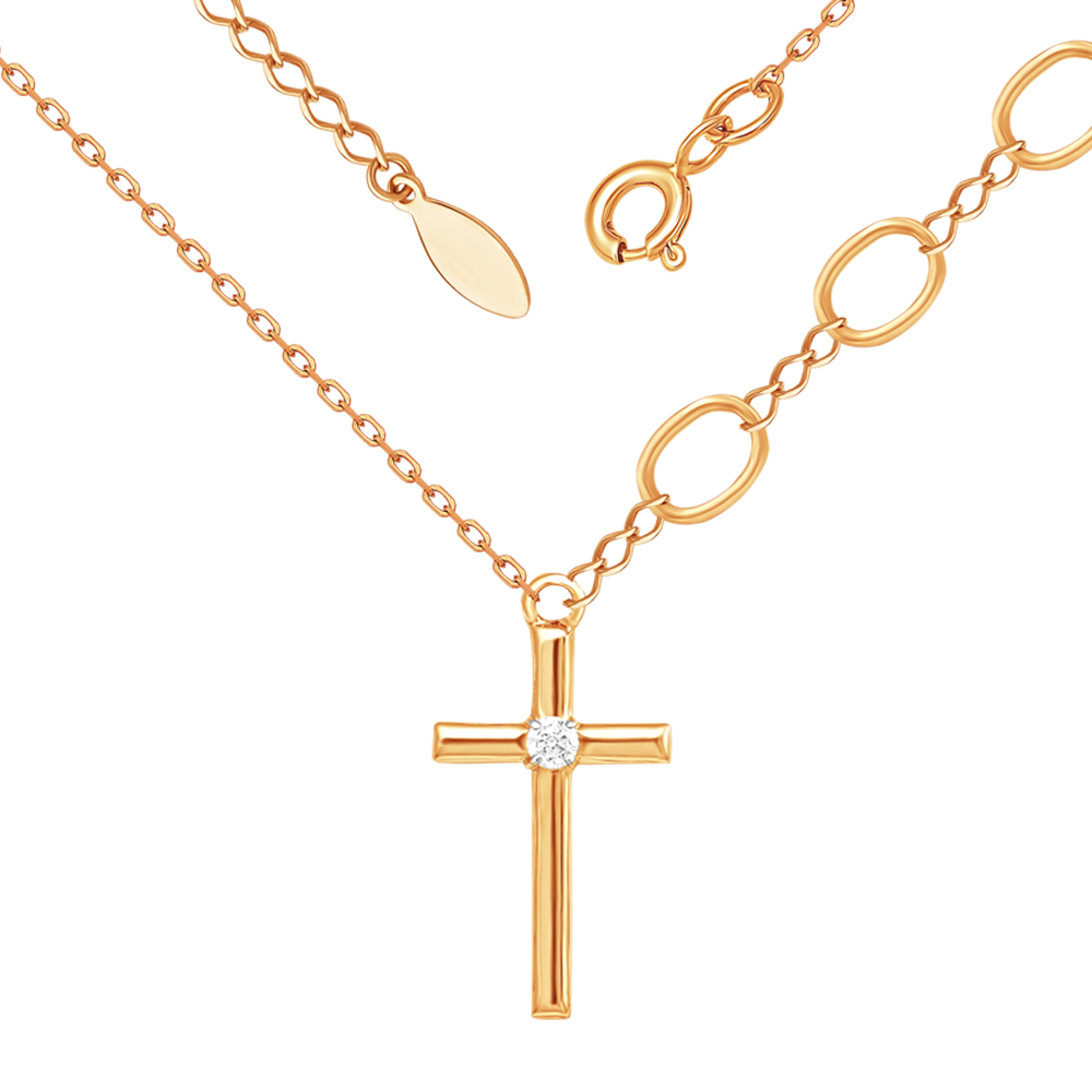 Колье из золота с камнем Фианит фото, цены