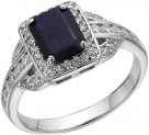 Кольцо из серебра с камнем Сапфир, Циркон фото, цены