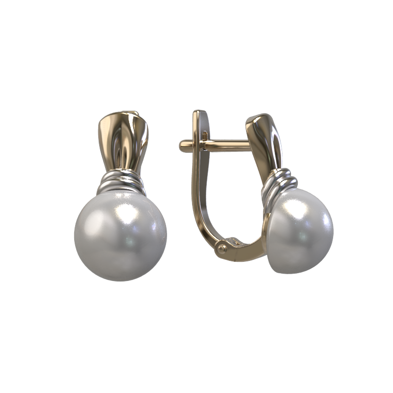 Серьги из золота с камнем Жемчуг фото, цены