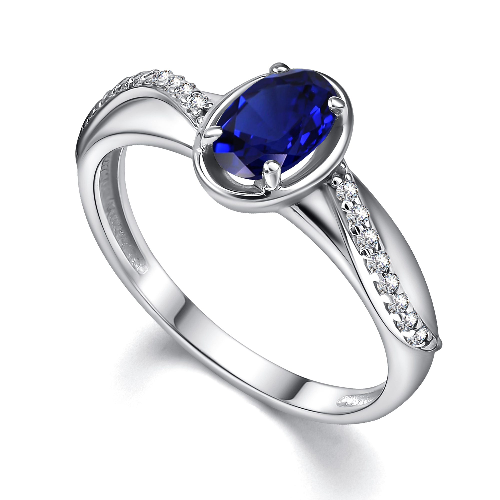 Кольцо из серебра с камнем Фианит, Сапфир г/т фото, цены