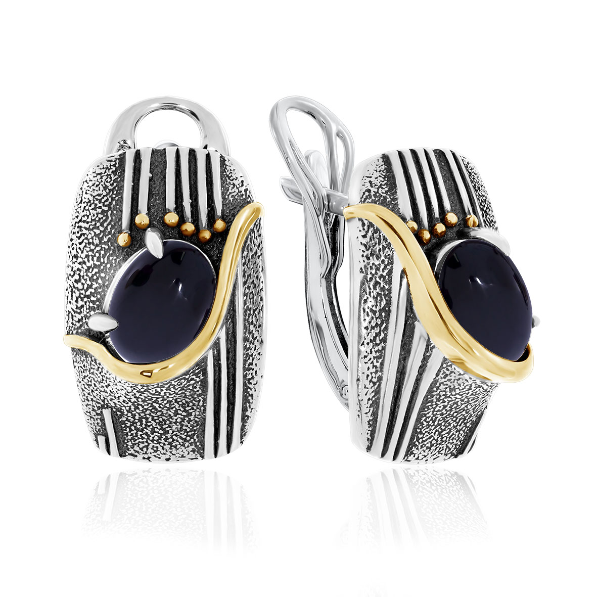 Серьги из серебра с камнем Агат фото, цены