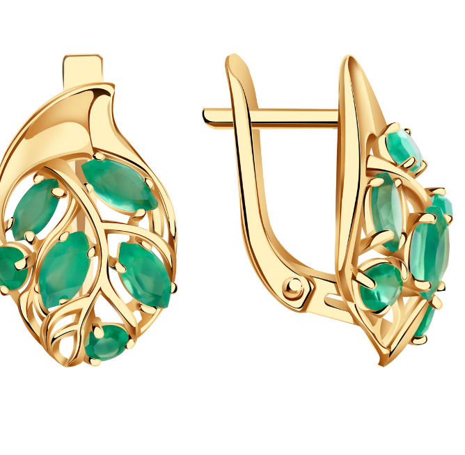 Серьги из золота с камнем Гранат фото, цены