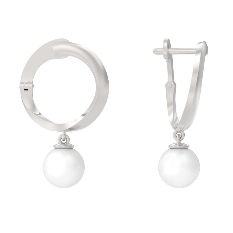 Серьги из серебра с камнем Жемчуг фото, цены