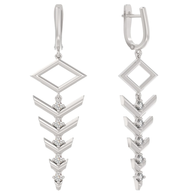 Серьги из серебра с камнем Фианит фото, цены