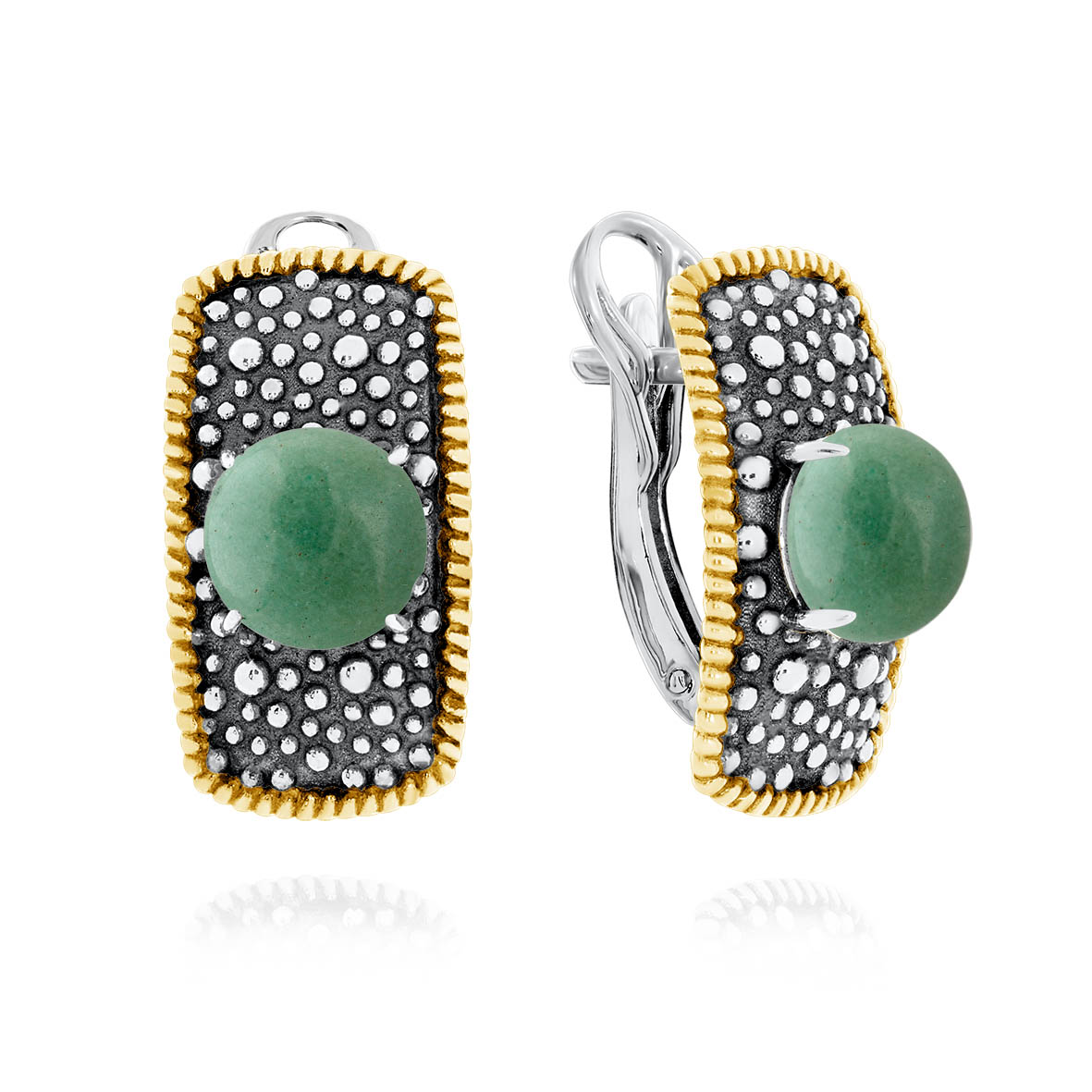 Серьги из серебра с камнем Авантюрин фото, цены