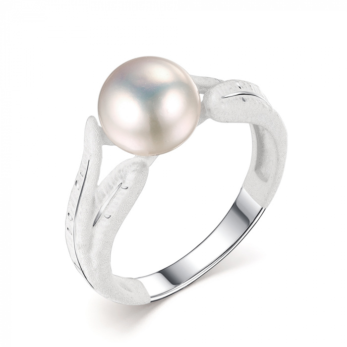 Кольцо из серебра с камнем Жемчуг, вставками эмали фото, цены