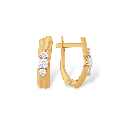 Серьги из золота с камнем Фианит фото, цены