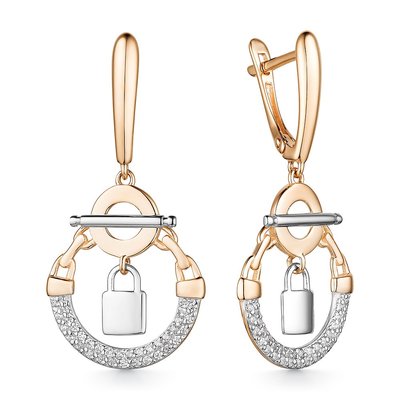 Серьги из золота с камнем Фианит фото, цены