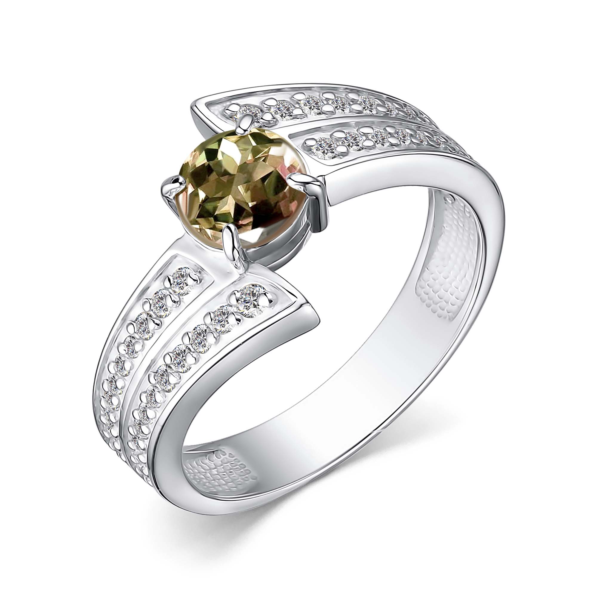 Кольцо из серебра с камнем Фианит, Султанит и.в. фото, цены