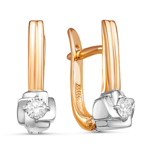 Серьги из золота с камнем Бриллиант фото, цены