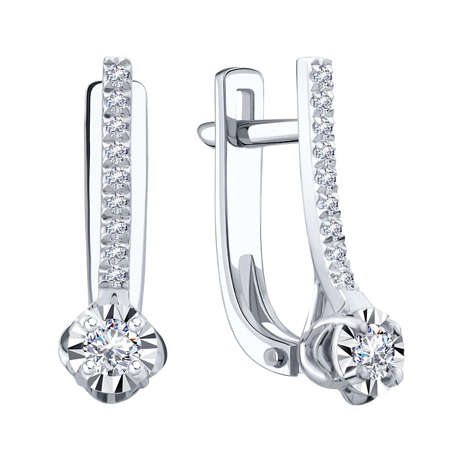 Серьги из золота с камнем Бриллиант фото, цены