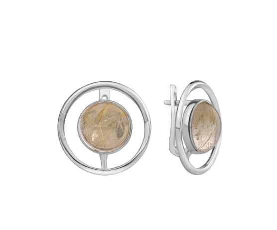 Серьги из серебра с камнем Кварц фото, цены