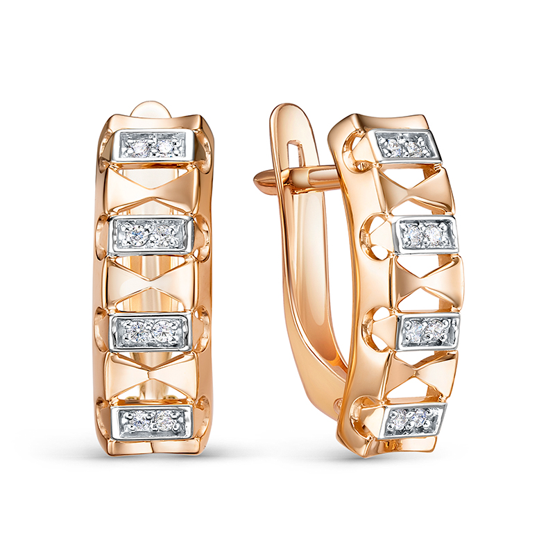 Серьги из золота с камнем Фианит фото, цены