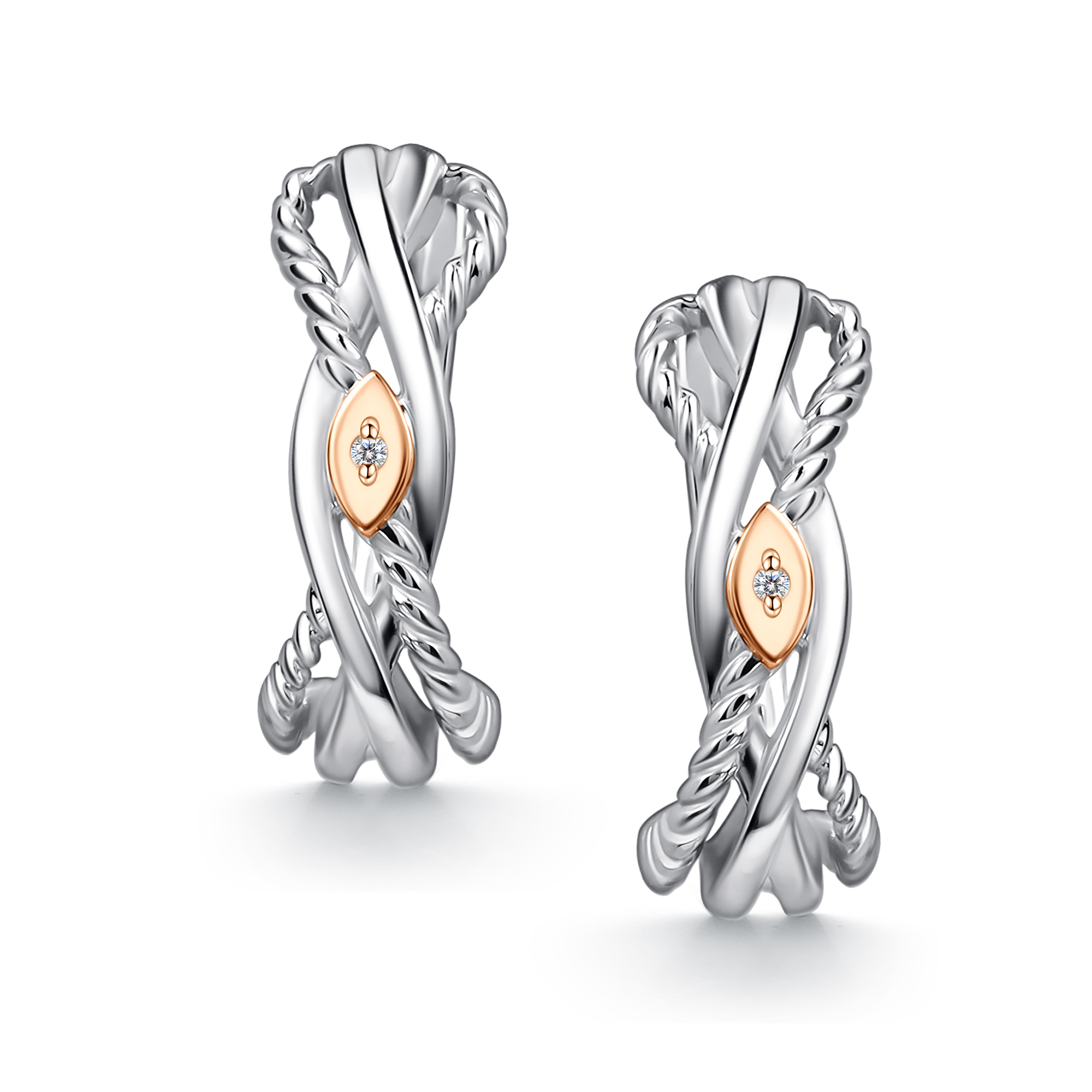 Серьги из серебра с камнем Бриллиант, вставками золота фото, цены