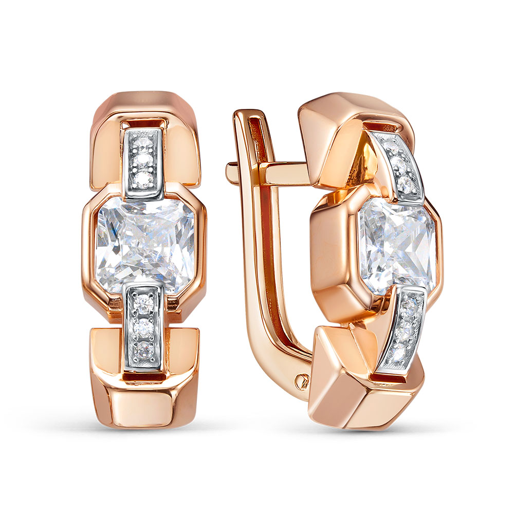 Серьги из золота с камнем Фианит фото, цены