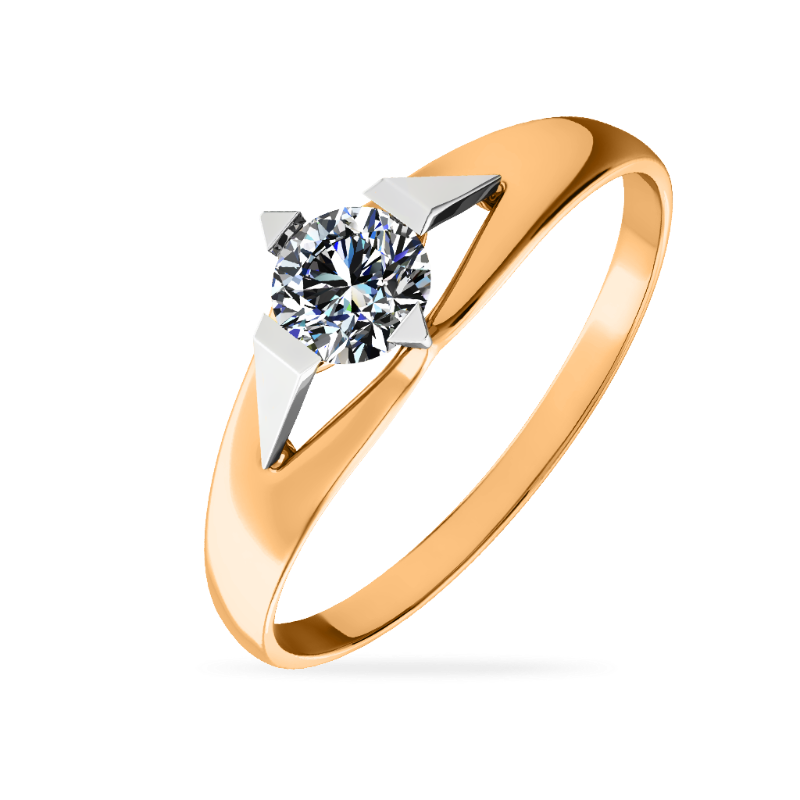 Кольцо из золота с камнем Фианит фото, цены