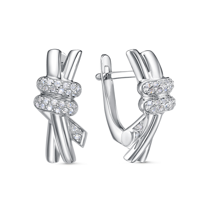 Серьги из серебра с камнем Фианит фото, цены