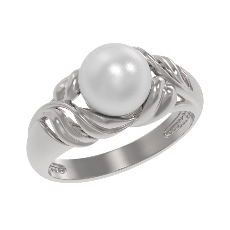 Кольцо из серебра с камнем Жемчуг фото, цены